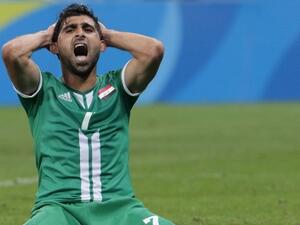 Ahmed Hammadi of Iraq, reacts during their Rio 2016 Olympic Games First Round Group A men's football match South Africa vs Iraq at the Corinthians Arena, in Sao Paulo, Brazil, on August 10, 2016.
Miguel SCHINCARIOL / AFP