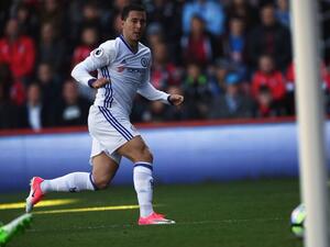 هازارد لحظة تسجيله الهدف الثاني لتشيلسي