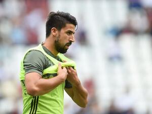 Germany's midfielder Sami Khedira is pictured prior to the friendly football match between Germany and Slovakia in Augsburg, southern Germany, on May 29, 2016.
CHRISTOF STACHE / AFP