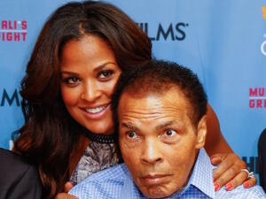 This file photo taken on October 01, 2013 shows Laila Ali and Muhammad Ali at the U.S. Premiere of "Muhammad Ali's Greatest Fight" at Muhammad Ali Center in Louisville, Kentucky. Boxing legend Muhammad Ali, dies at 74. The former heavyweight world champion was hospitalized on Thursday at a Phoenix, Arizona, hospital with a respiratory issue, which US media reported was complicated by his Parkinson's disease.
Michael Hickey / GETTY IMAGES NORTH AMERICA / AFP