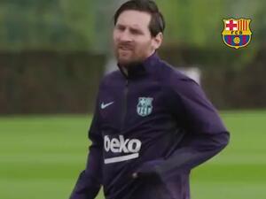 ميسي خلال التدريبات