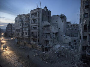 Syrian street during one of many power outages caused by war torn infrastructure failures. [washingtonpost]