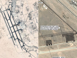 The Al-Udeid Air Base in Qatar (on left) and the Muwaffaq Salti Air Base in Jordan (on right)