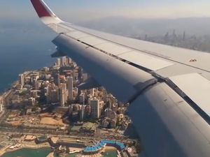 An Air Arabia plane lands in Beirut, October 2014.  (Youtube: Screenshot)