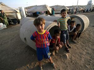 Syrian-Kurdish refugee children in a camp near Erbil, Iraqi Kurdistan.  (AFP/Safin Hamed)