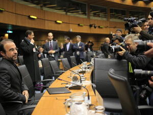 Iran's ambassador to the International Atomic Energy Agency (IAEA) Reza Najafi waits ahead of the Board of Governors meeting at the UN atomic agency headquarters in Vienna on November 28, 2013. [Alexander Klien/AFP]