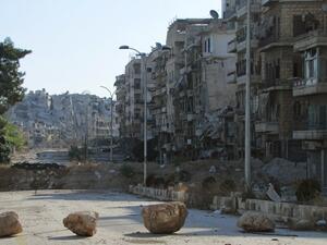 A picture shows desruction as Syrian pro-government forces advance in Aleppo's Bustan al-Basha neighbourhood on October 6, 2016. (AFP/File)