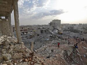 A picture taken June 11, 2018 following air strikes by pro-government forces on villages in Syria's northwestern Idlib province. The Britain-based Syrian Observatory for Human Rights monitoring group says these strikes killed 38 civilians including four children whilst other raids  led to 50 wounded. (AFP File Photo)