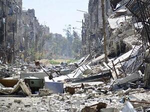 General view showing destruction in the Yarmouk Palestinian refugee camp outside the Syrian capital of Damascus. (AFP/ File Photo)