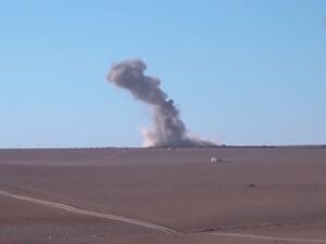A US airstrike hits the area to the north of Raqqa in December 2016. It is not yet known who carried out Wednesday's airstrike in al-Dablan. (file photo)