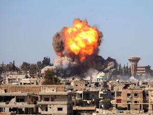 Flames billow following a reported car bomb explosion at a Syrian pro-government position in Daraa on February 20, 2017. (AFP/File) 
