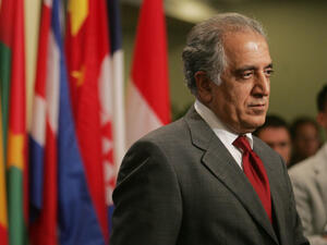 U.S. special envoy for peace in Afghanistan, Zalmay Khalilzad meet Taliban’s top political leader in Doha. (AFP/ File)