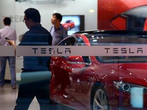 A Tesla showroom in Beijing, China. (AFP/Wang Zhao) A Tesla showroom in Beijing, China. (AFP/Wang Zhao)