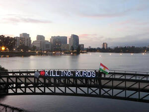 The Bay Area Light Brigade has been campaigning for the PKK with lights in Oakland, Calif. (Facebook)