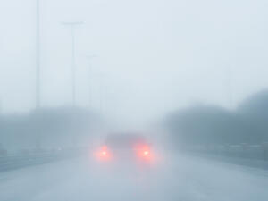 Under the traffic laws, driving in foggy conditions without using low or foggy lights are punishable by Dh500 fine and four black points. (Shutterstock)