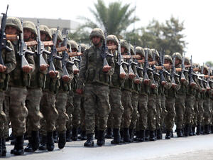 A group of Turkish soldiers in formation (AFP/File)
