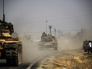 Turkish tanks are seen during a military operation in Jarabulus in northern Syria. (AFP/File)