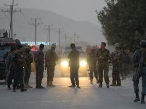 Afghan security personnel gather as they keep watch near the site of a suicide bomb attack. (AFP/ File Photo)