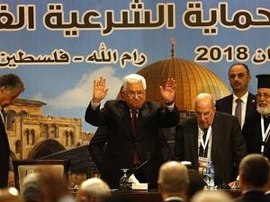 Palestinian National Council meeting in Ramallah on April 30, 2018. (AFP Photo/Abbas Momani)