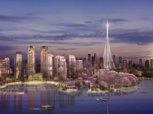 The Tower, however, is not a "traditional skyscraper" but a slender tower evoking the image of a minaret anchored to the ground with sturdy cables. (Emaar)