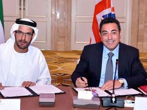 Nasser A. Alsowaidi and Samir Brikho at a meeting of The UAE-UK Business Council in Abu Dhabi last December.  (File photo)