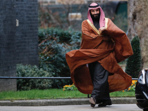 In this file photo taken on March 7, 2018 Saudi Arabia's Crown Prince Mohammed bin Salman arrives for talks at 10 Downing Street, in central London. (AFP/TOLGA AKMEN/File) 