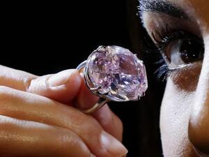 The stone, valued at $60 million, has received the highest color and clarity grades from the Gemological Institute of America (GIA). (Sotheby)