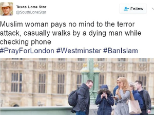 A tweet that helped spread Islamophobia in the U.K. came from a fake Russian account (Twitter screenshot)