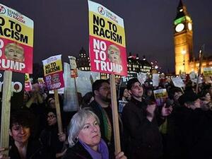Thousands of people descended on London's Parliament Square to protest against U.S. President Donald Trump’s visit to the UK. (AFP/ File Photo)