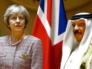 King of Bahrain Hamad bin Issa al-Khalifa pose with British Prime Minister Theresa May in Manama, Bahrain in December 2016. (AFP/File) King of Bahrain Hamad bin Issa al-Khalifa pose with British Prime Minister Theresa May in Manama, Bahrain in December 2016. (AFP/File)
