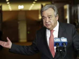 Former UN HIgh Commissioner for Refugees Antonio Guterres speaking at the UN headquarters in New York in April 2016. (AFP/Kena Betancur)