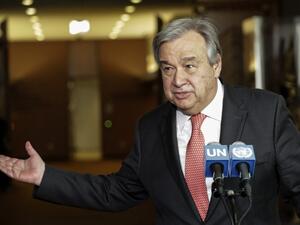 Former UN HIgh Commissioner for Refugees Antonio Guterres speaking at the UN headquarters in New York in April 2016. (AFP/Kena Betancur)
