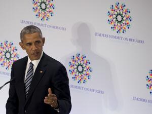 US President Barack Obama delivers remarks during a Refugee Summit on the sidelines of the 71st United Nations General Assembly inNew York on September 20, 2016. (AFP/Jim Watson)