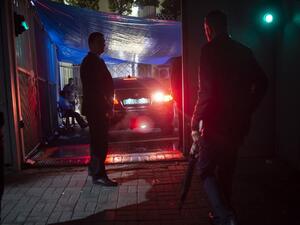 A vehicle is seen while Turkish forensic police officers search evidence at the Saudi Arabian Consulate on October 18, 2018 in Istanbul. (AFP/File)