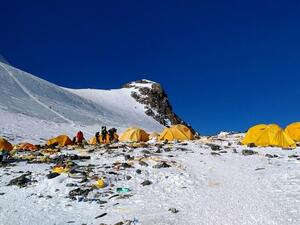 Discarded climbing equipment and rubbish is scattered around Camp four of Mount Everest, where decades of commercial mountaineering have left a trail of discarded waste. (AFP/ File Photo)