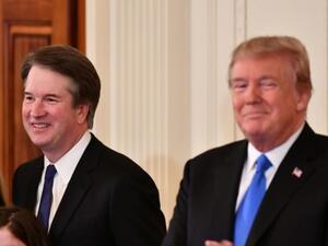 Supreme Court nominee Brett Kavanaugh with US President Donald Trump (MANDEL NGAN/AFP)