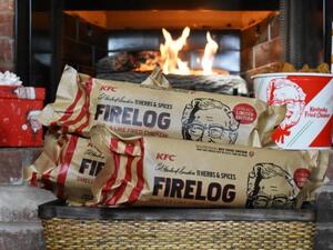 Kentucky Fried Chicken is selling fire logs designed to smell like the chain's fried chicken. (Photo courtesy of KFC)