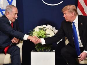 US President Donald Trump (R) shake hands with Israeli Prime Minister Benjamin Netanyahu. (AFP/ File Photo)
