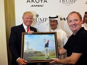 Donald Trump visited the Trump-branded golf course at Damac's Akoya Development in 2014. (Twitter/Damac)