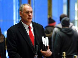 Ryan Zinke arrives at Trump Tower on Dec. 12 in New York. (Kena Betancur/AFP)