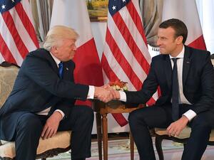 President Trump and French President Emmanuel Macron in Brussels. (Mandel Ngan/AFP/Getty Images)
