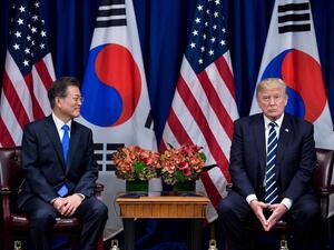 South Korean President Moon Jae-in and U.S. President Donald Trump during a meeting at the United Nations General Assembly in New York City. (AFP/ File Photo)