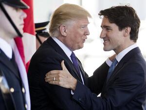 Bosom pals again: US president Donald Trump greets visiting Canadian prime minister Justin Trudeau at the White House in Washington, DC. (AFP/ File)