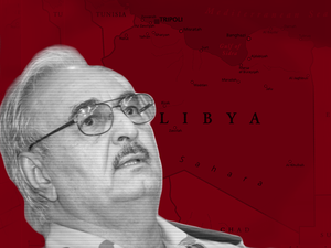 General Haftar in front of Libya (Rami Khoury/Al Bawaba)