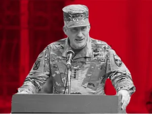 U.S. General John Nicholson, pictured, accused Russia of supplying weapons to the Taliban (Rami Khoury/Al Bawaba)