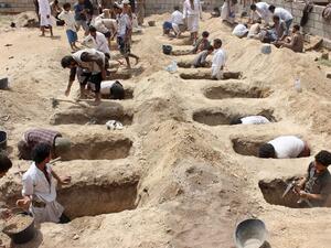 Graves for children are dug in Saada, Yemen (AFP/FILE)