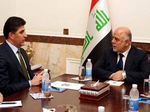 رئيس وزراء العراق حيدر العبادي مع رئيس وزراء كردستان نيجيرفان بارزاني
