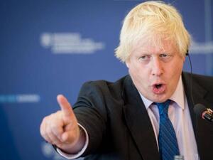 British Foreign Secretary Boris Johnson points the finger (AFP/File Photo)	