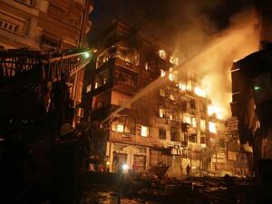 Firefighters fight a blaze in downtown Cairo on May, 9, 2016 - one of many fires in the city this week. (AFP/Ahmed Abd El-Gawad)