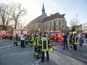 Fireman in place where several people were killed and injured when a car ploughs into pedestrians in Münster, Germany (AFP/File Photo)	